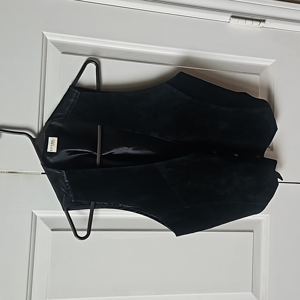 Gitano dark blue leather front vest